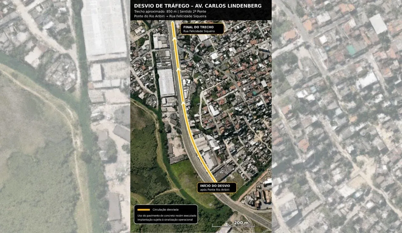 Trânsito na Carlos Lindenberg tem novo desvio para obras do Expresso GV